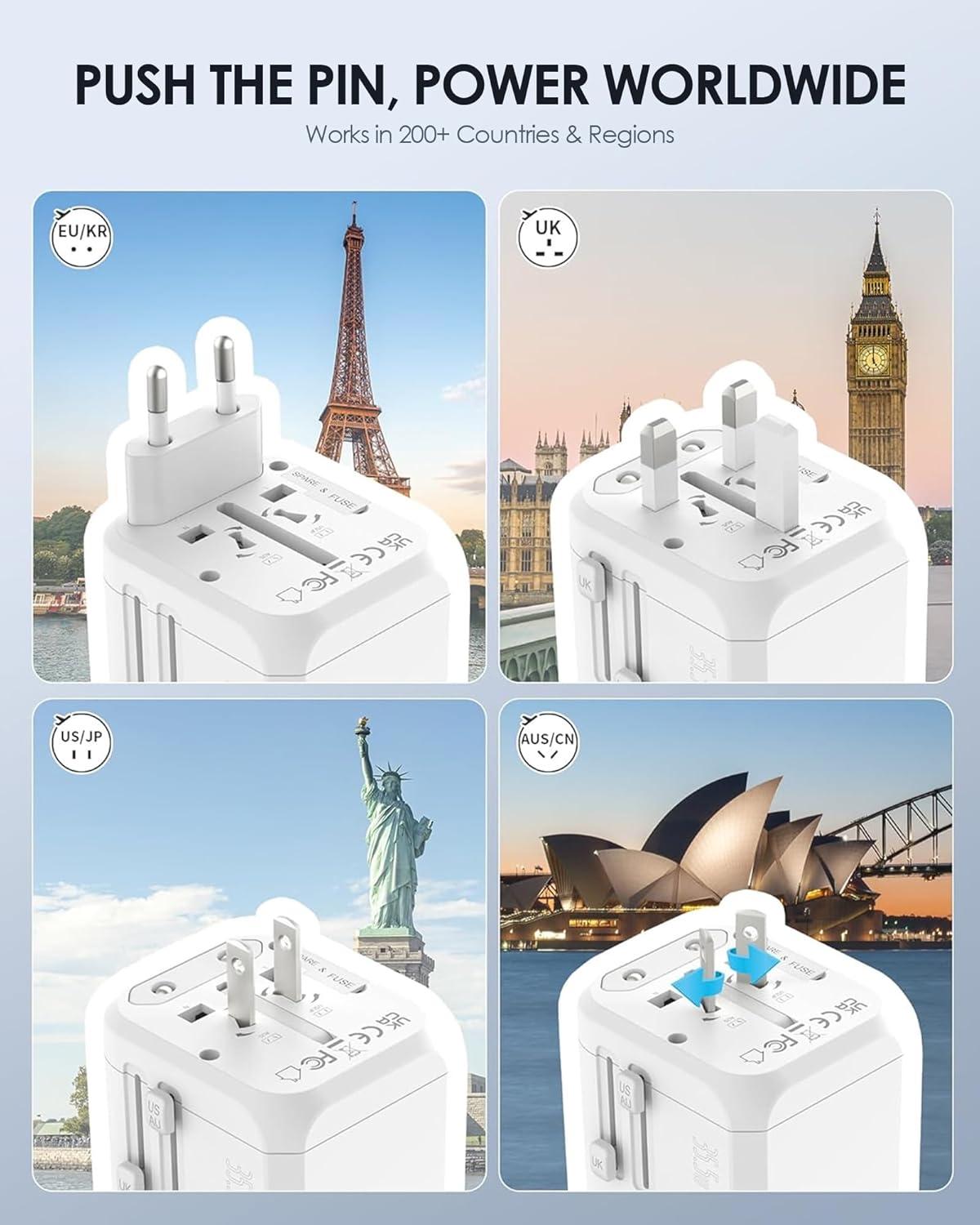 imageEPICKA 35W Universal Travel Adapter with 2 AC Outlet European Travel Plug Adapter with PD Fast Charging 6Port 2 AC2 USBC3 USBA International Power Adapter  Travel Essentials TA205 WhiteWhite