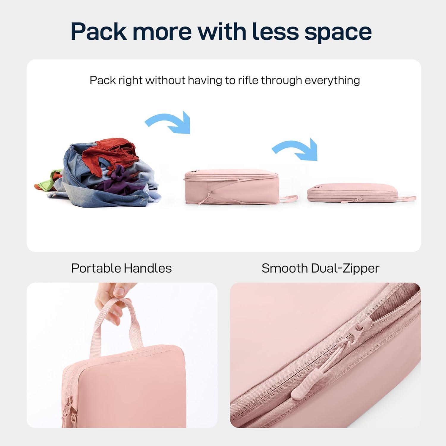 imageEPICKA 5 Set UltraLightweight Compression Packing Cubes  Water Resistant Durable Travel Organizers Bags Expandable Travel Accessories for Carry on Luggage Suitcase BackpackPink