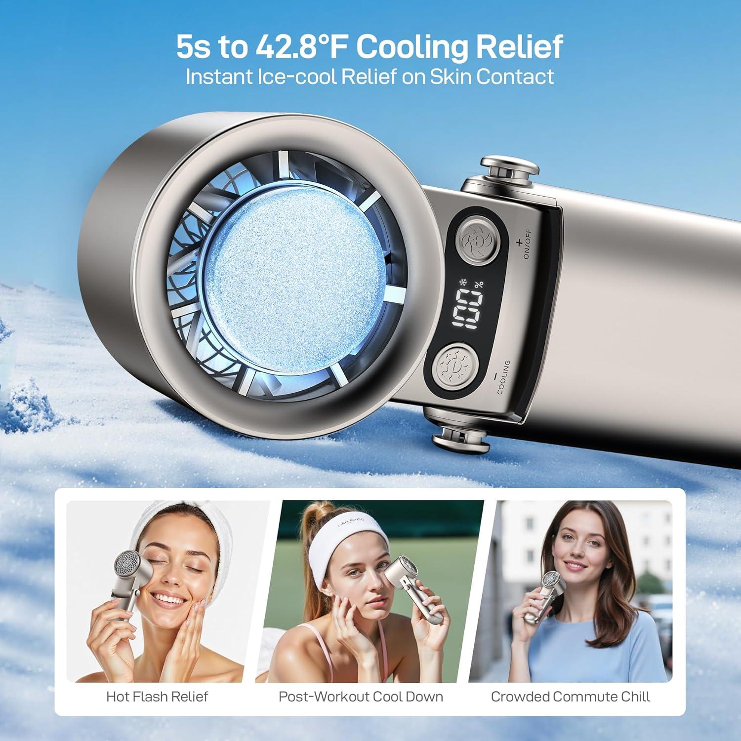 imageEPICKA Portable Handheld Fan with Ice Cooler  25H Runtime Rechargeable 6800mAh Personal Turbo Fan with Power Bank Fast Charging 0100 Speed Gifts for Women Summer Travel Essentials BlackTitanium