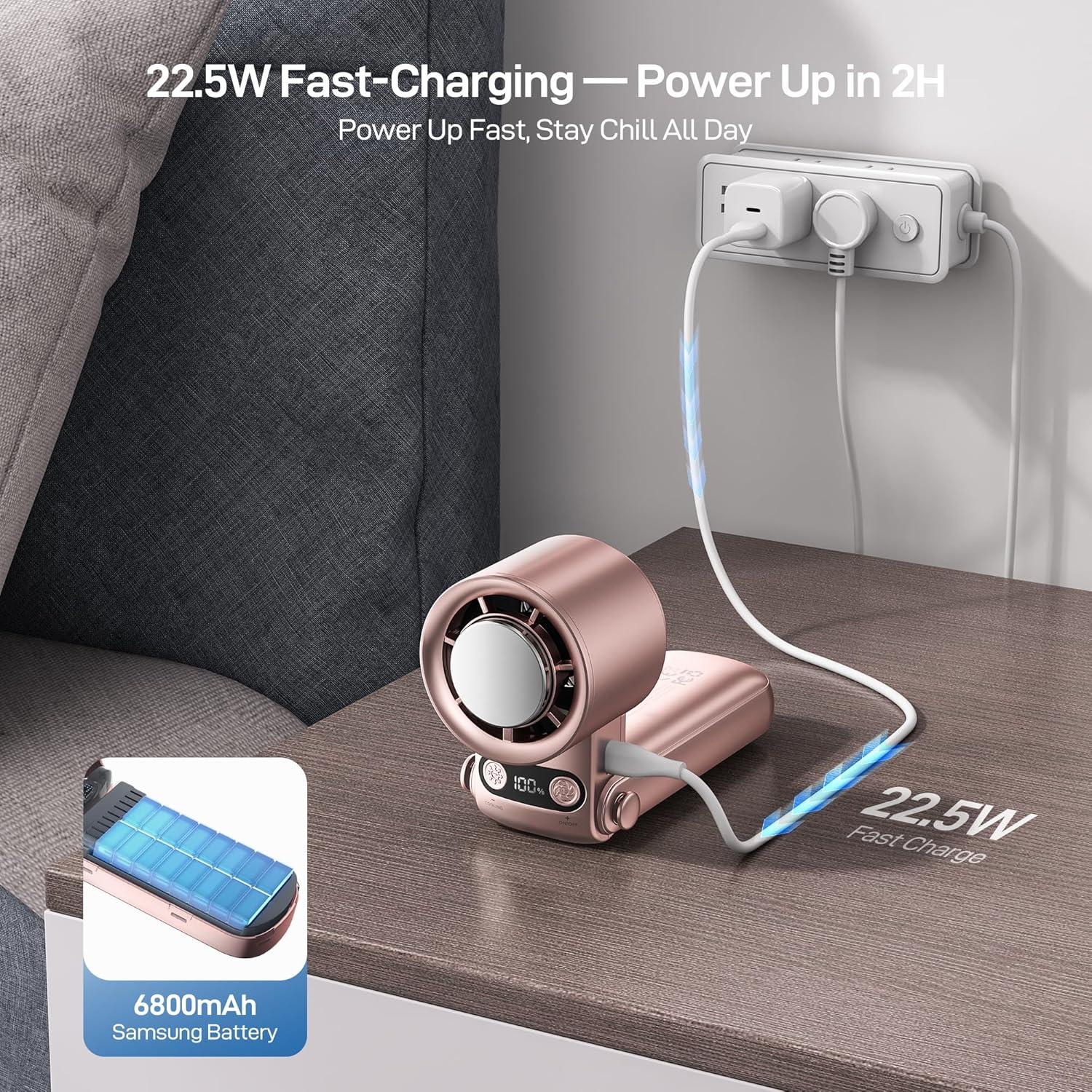 imageEPICKA Portable Handheld Fan with Ice Cooler  25H Runtime Rechargeable 6800mAh Personal Turbo Fan with Power Bank Fast Charging 0100 Speed Gifts for Women Summer Travel Essentials BlackRose Gold