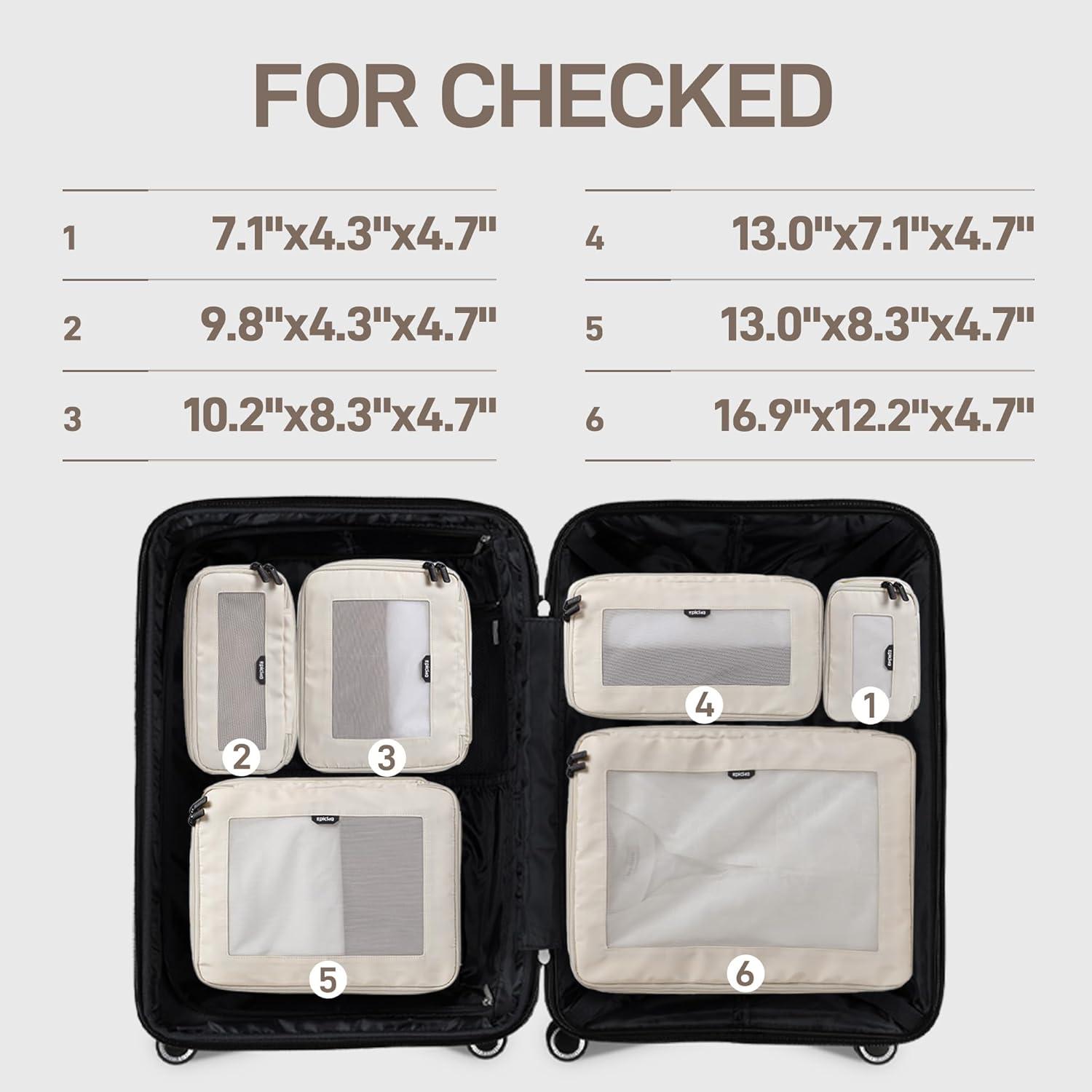 imageEPICKA TripCozy Compression Packing Cubes  4 Set Durable Travel Organizer Bags with Mesh Top Expandable Travel Accessories for Carry on Luggage Suitcase Backpack BeigeBeige