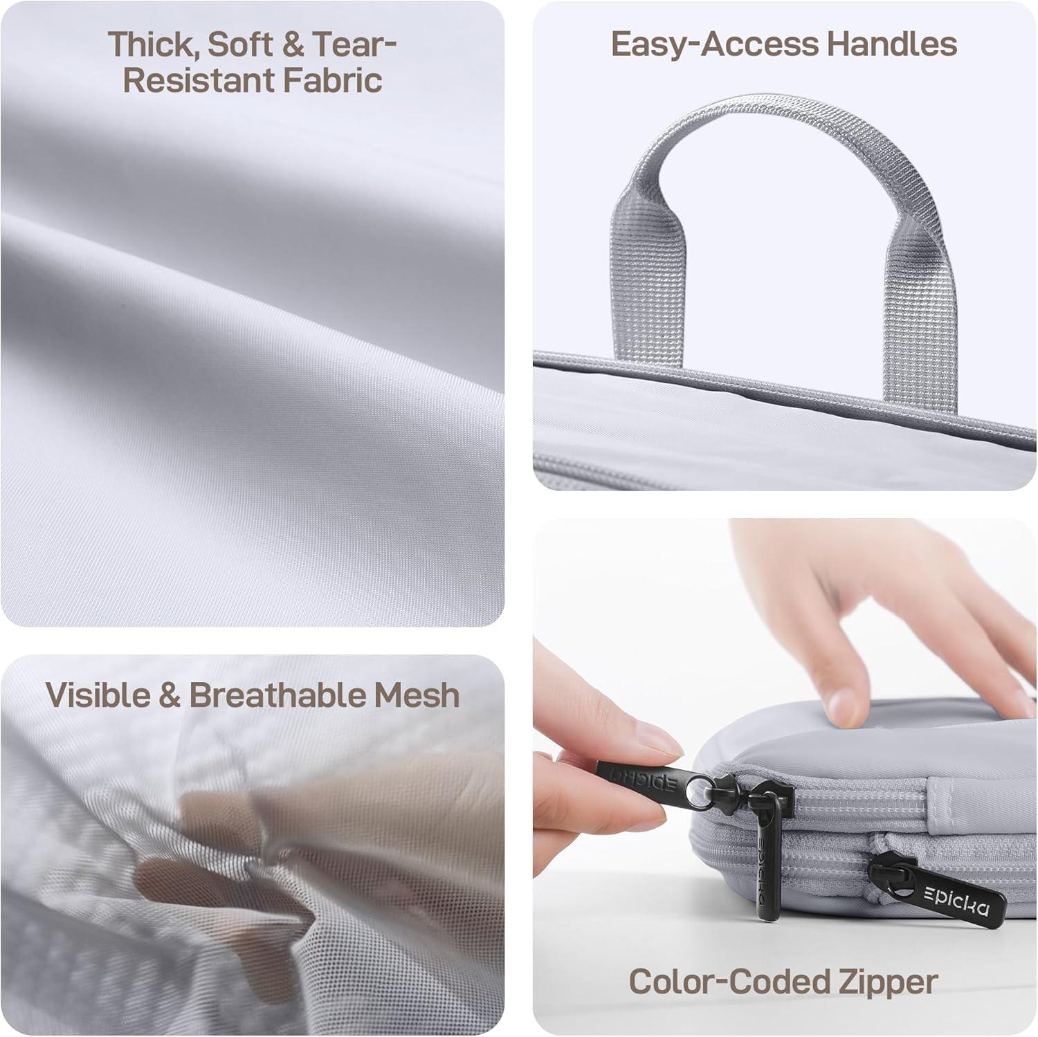 imageEPICKA TripCozy Compression Packing Cubes  4 Set Durable Travel Organizer Bags with Mesh Top Expandable Travel Accessories for Carry on Luggage Suitcase Backpack BeigeGrey