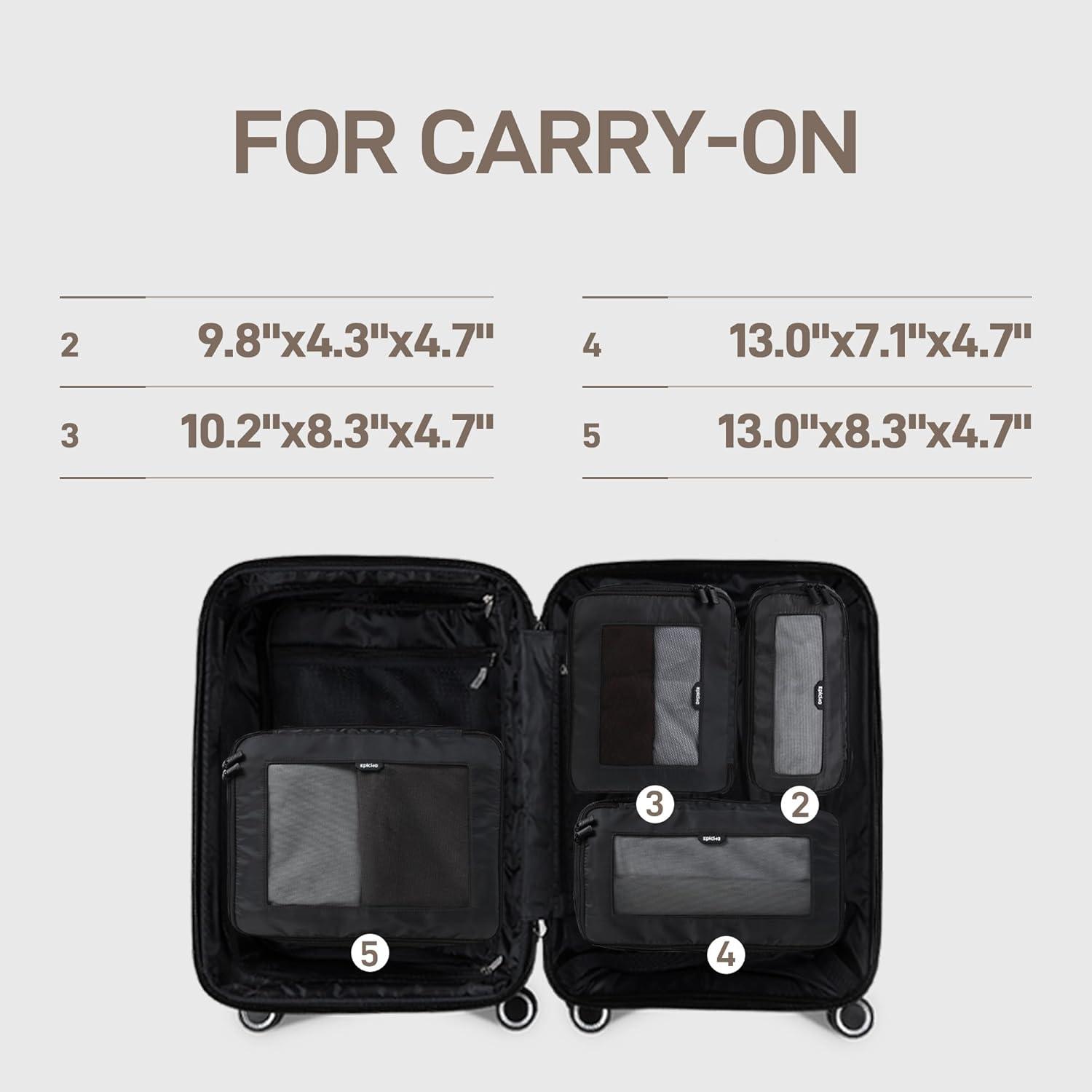 imageEPICKA TripCozy Compression Packing Cubes  4 Set Durable Travel Organizer Bags with Mesh Top Expandable Travel Accessories for Carry on Luggage Suitcase Backpack BeigeDark Grey