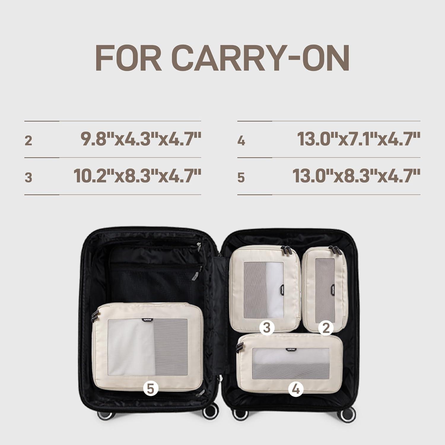 imageEPICKA TripCozy Compression Packing Cubes  4 Set Durable Travel Organizer Bags with Mesh Top Expandable Travel Accessories for Carry on Luggage Suitcase Backpack BeigeBeige