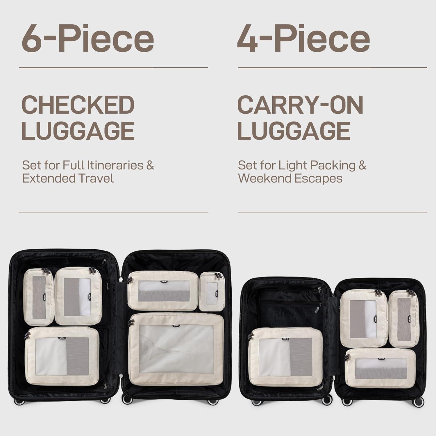 imageEPICKA TripCozy Compression Packing Cubes  4 Set Durable Travel Organizer Bags with Mesh Top Expandable Travel Accessories for Carry on Luggage Suitcase Backpack BeigeBeige
