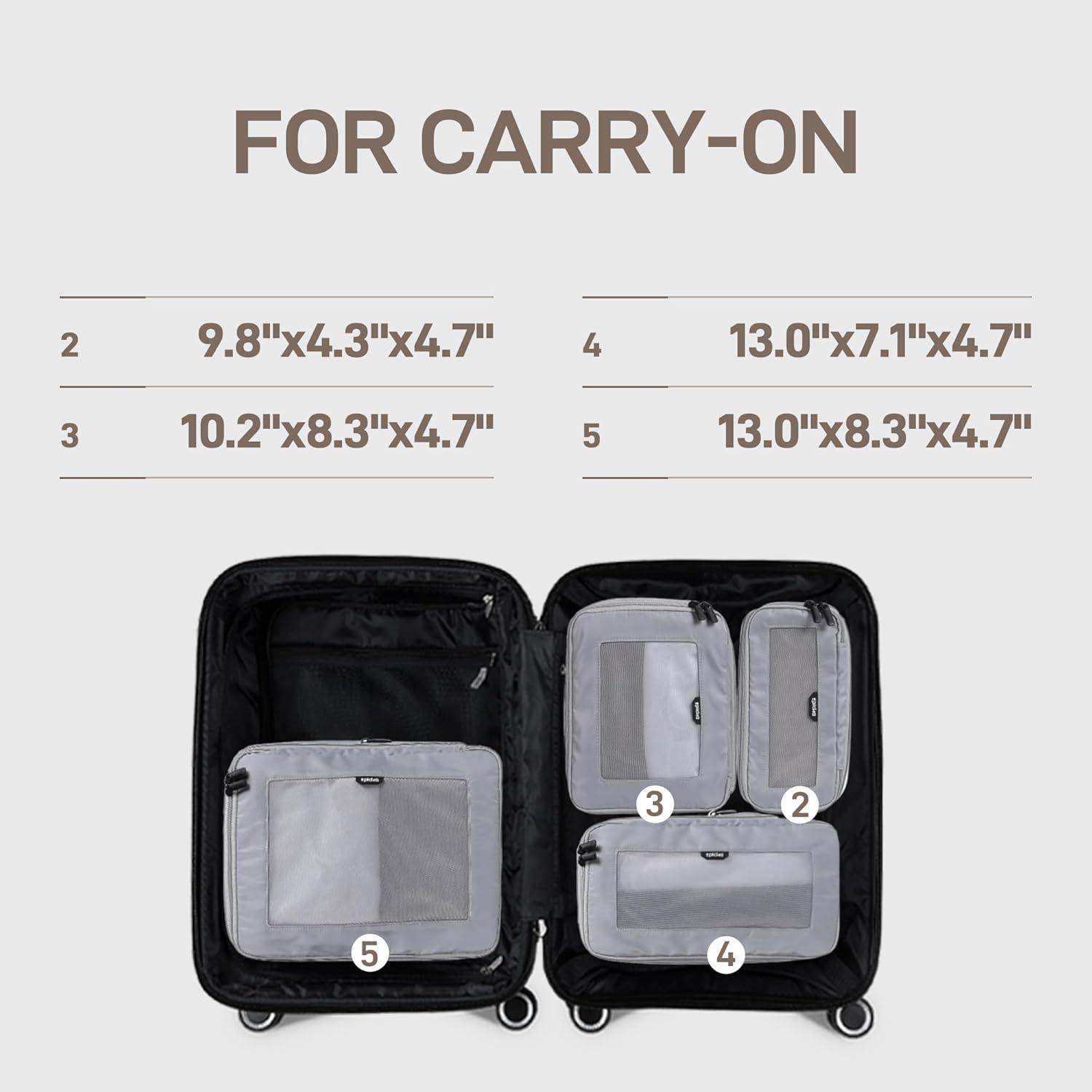 imageEPICKA TripCozy Compression Packing Cubes  4 Set Durable Travel Organizer Bags with Mesh Top Expandable Travel Accessories for Carry on Luggage Suitcase Backpack BeigeGrey