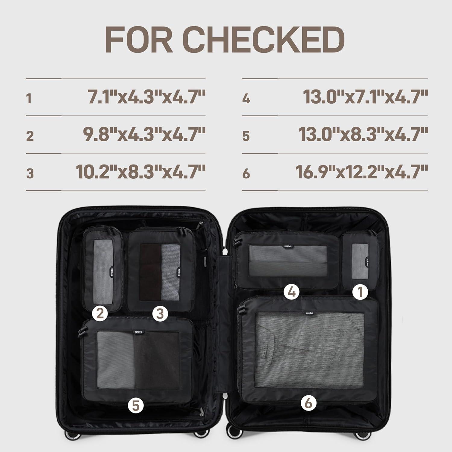 imageEPICKA TripCozy Compression Packing Cubes  4 Set Durable Travel Organizer Bags with Mesh Top Expandable Travel Accessories for Carry on Luggage Suitcase Backpack BeigeDark Grey