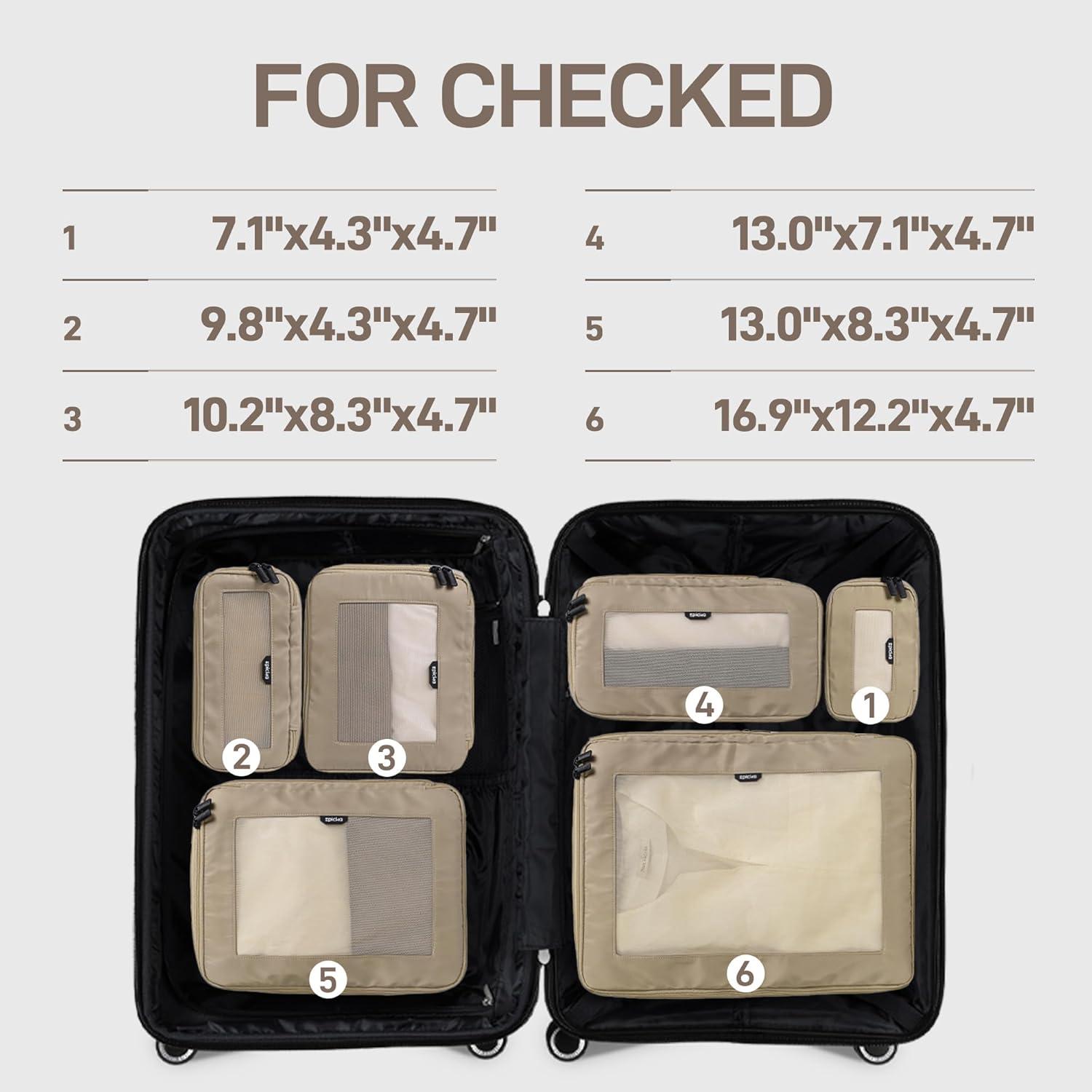 imageEPICKA TripCozy Compression Packing Cubes  4 Set Durable Travel Organizer Bags with Mesh Top Expandable Travel Accessories for Carry on Luggage Suitcase Backpack BeigeKhaki