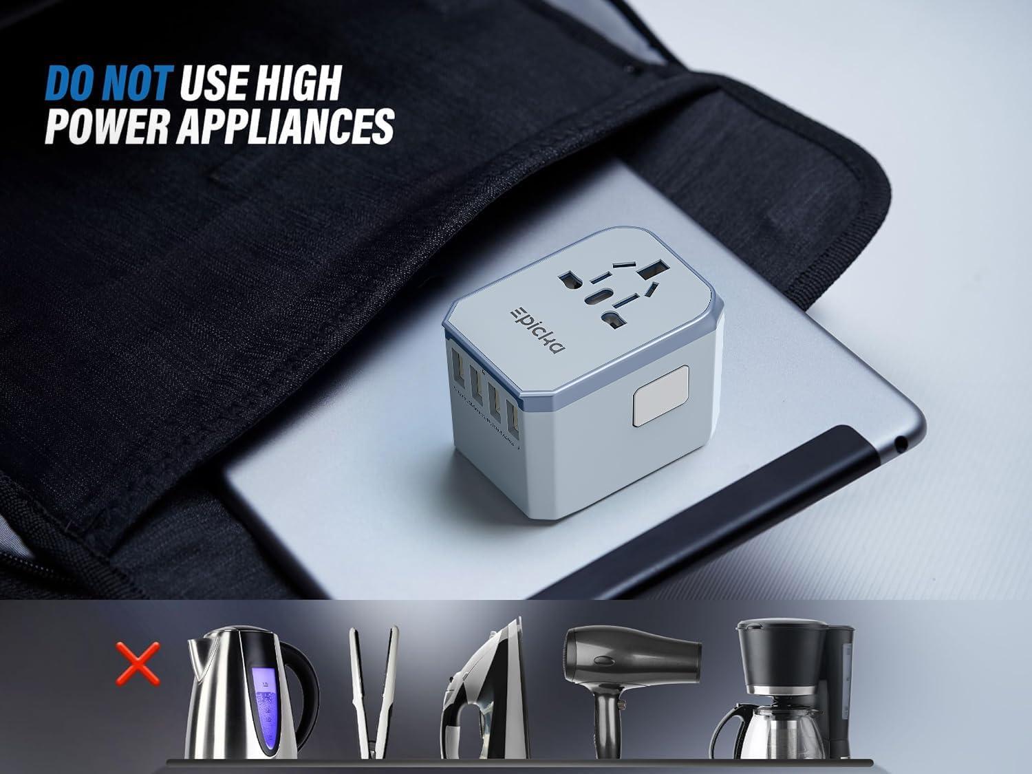 imageEPICKA Universal Travel Adapter European Travel Plug Adapter  International Power Adapter Worldwide Charger with USBC ampamp 4 USBA Ports Travel Essentials for Italy UK Japan TA105 Rose GoldBlue