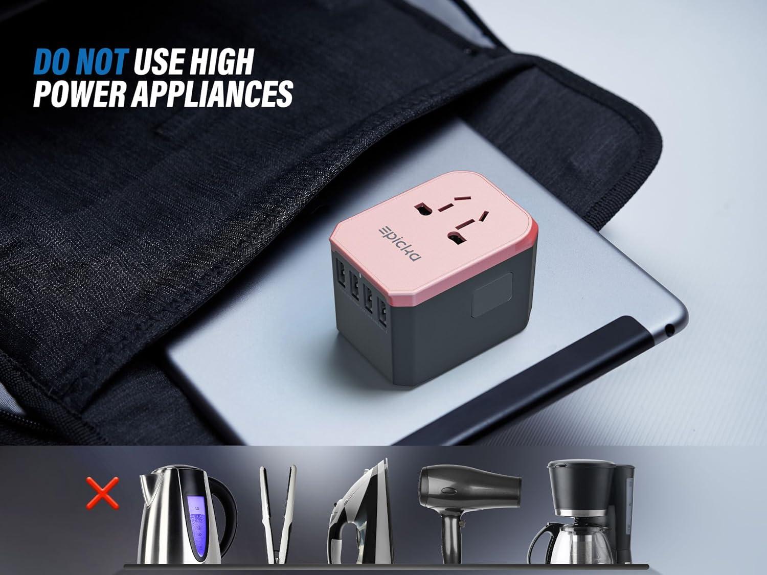 imageEPICKA Universal Travel Adapter European Travel Plug Adapter  International Power Adapter Worldwide Charger with USBC ampamp 4 USBA Ports Travel Essentials for Italy UK Japan TA105 Rose GoldRose Gold