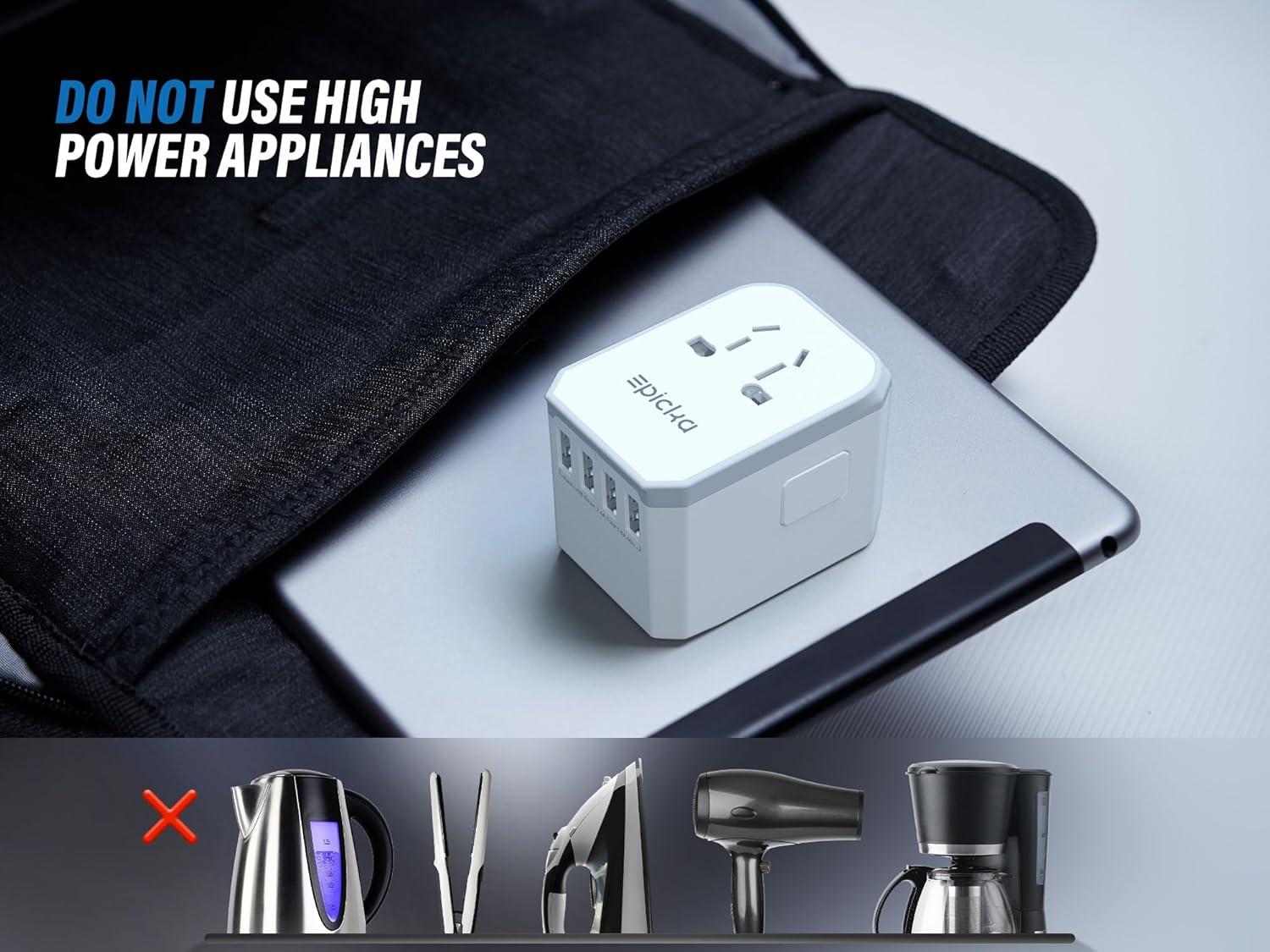 imageEPICKA Universal Travel Adapter European Travel Plug Adapter  International Power Adapter Worldwide Charger with USBC ampamp 4 USBA Ports Travel Essentials for Italy UK Japan TA105 Rose GoldWhite