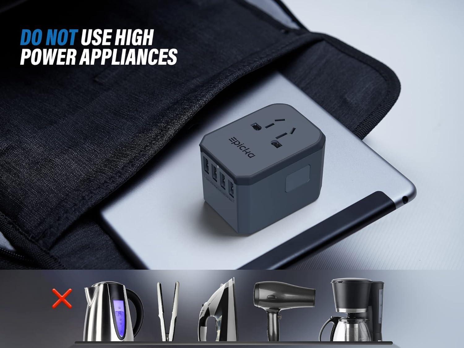 imageEPICKA Universal Travel Adapter European Travel Plug Adapter  International Power Adapter Worldwide Charger with USBC ampamp 4 USBA Ports Travel Essentials for Italy UK Japan TA105 Rose GoldSpace Grey