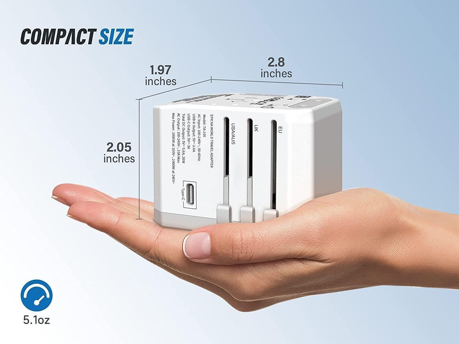 imageEPICKA Universal Travel Adapter European Travel Plug Adapter  International Power Adapter Worldwide Charger with USBC ampamp 4 USBA Ports Travel Essentials for Italy UK Japan TA105 Rose GoldWhite