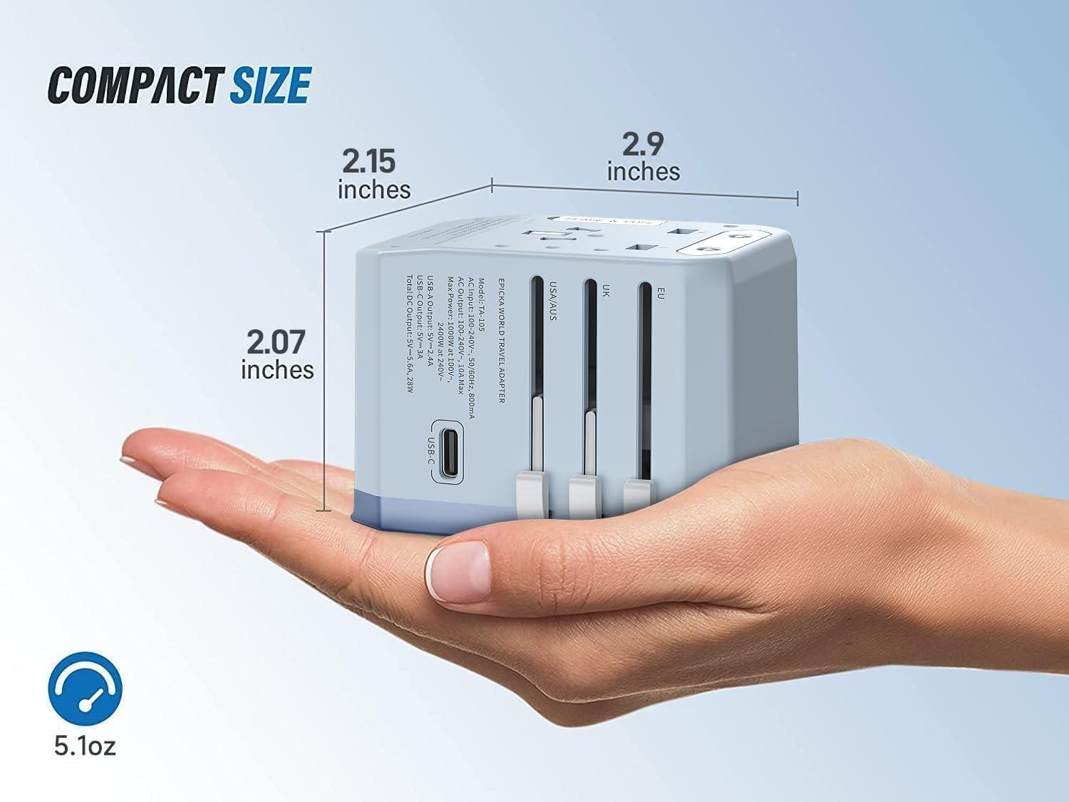 imageEPICKA Universal Travel Adapter European Travel Plug Adapter  International Power Adapter Worldwide Charger with USBC ampamp 4 USBA Ports Travel Essentials for Italy UK Japan TA105 Rose GoldBlue