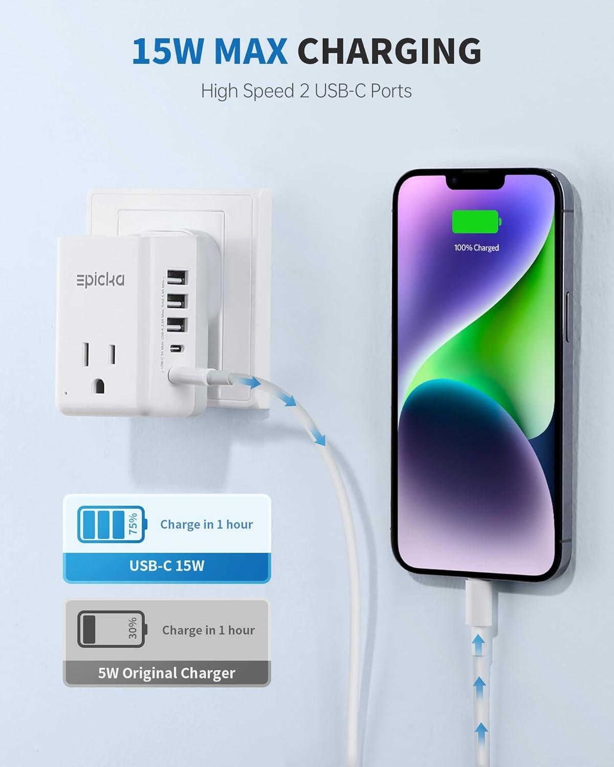 imageEuropean Travel Plug Adapter US to Europe Plug Adapter with 2 US Outlets 3 USBA ampamp 2 USBC Ports Detachable Type C Outlet Adapter Charger for Most of Europe Italy Spain Iceland Portugal X232CType DIndiaPakistan
