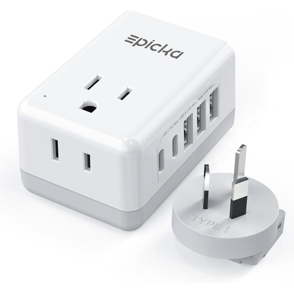 imageEPICKA US to Italy Travel Adapter Universal Plug Adapter with 2 US Outlets 3 USBA ampamp 2 USBC Ports Ultra Compact SwapampampAdapt Type L Plug Attachment Grounded Adapter for Chile Cuba ampamp Syria X232LType IAustralia New Zealand