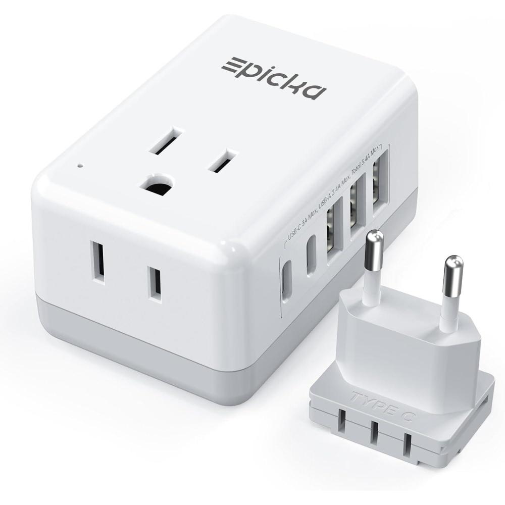 imageEuropean Travel Plug Adapter US to Europe Plug Adapter with 2 US Outlets 3 USBA ampamp 2 USBC Ports Detachable Type C Outlet Adapter Charger for Most of Europe Italy Spain Iceland Portugal X232CType CMost of Europe Except UK or Ireland
