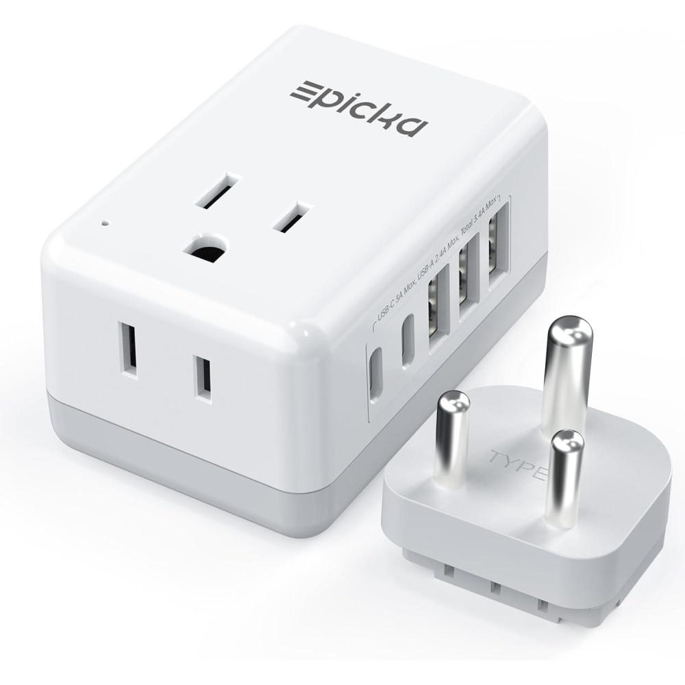imageEuropean Travel Plug Adapter US to Europe Plug Adapter with 2 US Outlets 3 USBA ampamp 2 USBC Ports Detachable Type C Outlet Adapter Charger for Most of Europe Italy Spain Iceland Portugal X232CType DIndiaPakistan