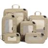 imageEPICKA TripCozy Compression Packing Cubes  4 Set Durable Travel Organizer Bags with Mesh Top Expandable Travel Accessories for Carry on Luggage Suitcase Backpack BeigeKhaki