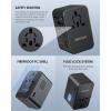 imageEPICKA Universal Travel Adapter GaN 75W International Plug Adapter with 3 USBC PD Fast Charging ampamp 2 USBA Quick Charging Adaptor Allinone Wall Charger for USA EU UK AUS TA105 Max Black