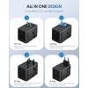 imageEPICKA Universal Travel Adapter GaN 75W International Plug Adapter with 3 USBC PD Fast Charging ampamp 2 USBA Quick Charging Adaptor Allinone Wall Charger for USA EU UK AUS TA105 Max Black