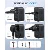 imageEPICKA Universal Travel Adapter GaN 75W International Plug Adapter with 3 USBC PD Fast Charging ampamp 2 USBA Quick Charging Adaptor Allinone Wall Charger for USA EU UK AUS TA105 Max Black