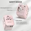 imageEPICKA Universal Travel Adapter International Power Adapter with 2 USBA ampamp 3 USBC Ports Wall Charger  Worldwide Travel Essentials European Travel Plug Adapter for UKUSAU TA105C Black5USB3 USBC30W Pink