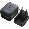 imageEPICKA Hybrid European Travel Plug Adapter Foldable ampamp Detachable Type C EU VisaPlug 8IN1 International Power Adapter with 4 USB Ports 2 USBC PD 20W  Travel Essentials for US to Europe WhiteBlack