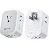 imageEPICKA Hybrid Wall Charger 8 Outlet Multi Plug Dorm Room Essentials Wall Outlet Extender with 4 USB Ports2USB C PD 20W No Surge Protecter Fast Charging Folderable Expander for Cruise Travel WhiteWhite