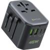 imageEPICKA Pulse 45W European Travel Plug Adapter Universal Power Adapter with PD Fast Charging 5Port 1 AC2 USBA2 USBC International Charger Adapter for Europe Japan  Travel Essentials BlackBlack