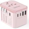 imageEPICKA Universal Travel Adapter International Power Adapter with 2 USBA ampamp 3 USBC Ports Wall Charger  Worldwide Travel Essentials European Travel Plug Adapter for UKUSAU TA105C Black5USB3 USBC30W Pink