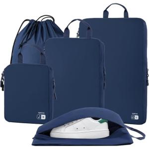 imageEPICKA 5 Set UltraLightweight Compression Packing Cubes  Water Resistant Durable Travel Organizers Bags Expandable Travel Accessories for Carry on Luggage Suitcase BackpackNavy