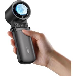 imageEPICKA Portable Handheld Fan with Ice Cooler  25H Runtime Rechargeable 6800mAh Personal Turbo Fan with Power Bank Fast Charging 0100 Speed Gifts for Women Summer Travel Essentials BlackBlack