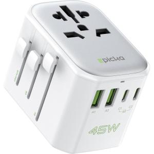 imageEPICKA Pulse 45W European Travel Plug Adapter Universal Power Adapter with PD Fast Charging 5Port 1 AC2 USBA2 USBC International Charger Adapter for Europe Japan  Travel Essentials BlackWhite