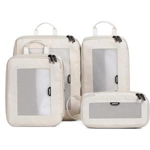 imageEPICKA TripCozy Compression Packing Cubes  4 Set Durable Travel Organizer Bags with Mesh Top Expandable Travel Accessories for Carry on Luggage Suitcase Backpack BeigeBeige
