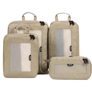 imageEPICKA TripCozy Compression Packing Cubes  4 Set Durable Travel Organizer Bags with Mesh Top Expandable Travel Accessories for Carry on Luggage Suitcase Backpack BeigeKhaki