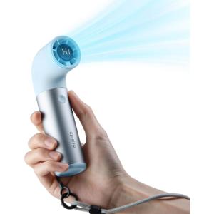 imageEPICKA TripCozy Portable Handheld Mini Fan up to 21 Hours Rechargeable Personal Fan with 5000mAh Power Bank 19000 RPM Turbo 6 Speeds Aluminum Body for Summer Travel Essentials Camping WhiteBlue