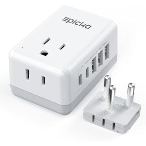 imageEPICKA US to Italy Travel Adapter Universal Plug Adapter with 2 US Outlets 3 USBA ampamp 2 USBC Ports Ultra Compact SwapampampAdapt Type L Plug Attachment Grounded Adapter for Chile Cuba ampamp Syria X232LType OThailand