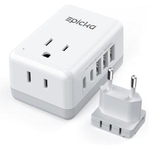 imageEPICKA US to Italy Travel Adapter Universal Plug Adapter with 2 US Outlets 3 USBA ampamp 2 USBC Ports Ultra Compact SwapampampAdapt Type L Plug Attachment Grounded Adapter for Chile Cuba ampamp Syria X232LType CMost of Europe Except UK or Ireland