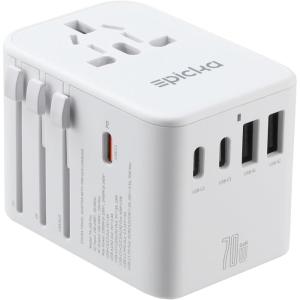 imageEPICKA Universal Travel Adapter GaN International Plug Adapter with 3 USBC 70W PD Fast Charging ampamp 2 USBA Adaptor Allinone Wall Charger for USA EU UK AUS TA105 Pro BlackWhite