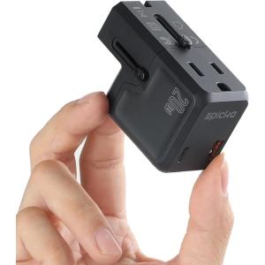 imageEPICKA Universal Travel Adapter International Plug Adapter Wall Charger with 20W USBC PD ampamp USBA QC AllinOne Pocket Size Adapter for USA EU UK AUS Pocket 111 Black