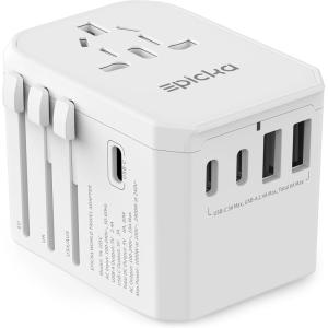 imageEPICKA Universal Travel Adapter International Power Adapter with 2 USBA ampamp 3 USBC Ports Wall Charger  Worldwide Travel Essentials European Travel Plug Adapter for UKUSAU TA105C Black5USB3 USBC30W White