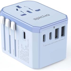imageEPICKA Universal Travel Adapter International Power Adapter with 2 USBA ampamp 3 USBC Ports Wall Charger  Worldwide Travel Essentials European Travel Plug Adapter for UKUSAU TA105C Black5USB3 USBC30W Blue