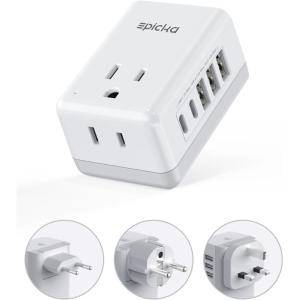 imageEuropean Travel Plug Adapter Set International Power Adapter with 2 US Outlets 3 USBA ampamp 2 USBC Ports Detachable Type C EF G Plug Adapter for US to UK Italy Spain France Germany Portugal