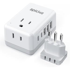 imageEuropean Travel Plug Adapter US to Europe Plug Adapter with 2 US Outlets 3 USBA ampamp 2 USBC Ports Detachable Type C Outlet Adapter Charger for Most of Europe Italy Spain Iceland Portugal X232CType LItaly