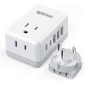 imageEuropean Travel Plug Adapter US to Europe Plug Adapter with 2 US Outlets 3 USBA ampamp 2 USBC Ports Detachable Type C Outlet Adapter Charger for Most of Europe Italy Spain Iceland Portugal X232CType HIsrael