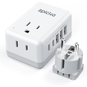 imageGermany France Travel Plug Adapter Type E F Outlet Adapter Charger with 2 US Outlets 3 USBA ampamp 2 USBC Ports Interchangeable Plug Adapter for US to Portugal Greece Korea Iceland Russia Norway