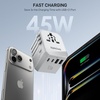 image:imageEPICKA 45W Universal Travel Adapter PDampQC 1AC4USBC1USBA  Travel Plug Adapter for EUUSUKAUS Fast Charging for MultiDevice Not A Voltage Converter TA105S45W5USB3 USBC White