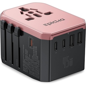 image:imageEPICKA 45W Universal Travel Adapter PDampQC 1AC4USBC1USBA  Travel Plug Adapter for EUUSUKAUS Fast Charging for MultiDevice Not A Voltage Converter TA105S45W5USB3 USBC Rose Gold