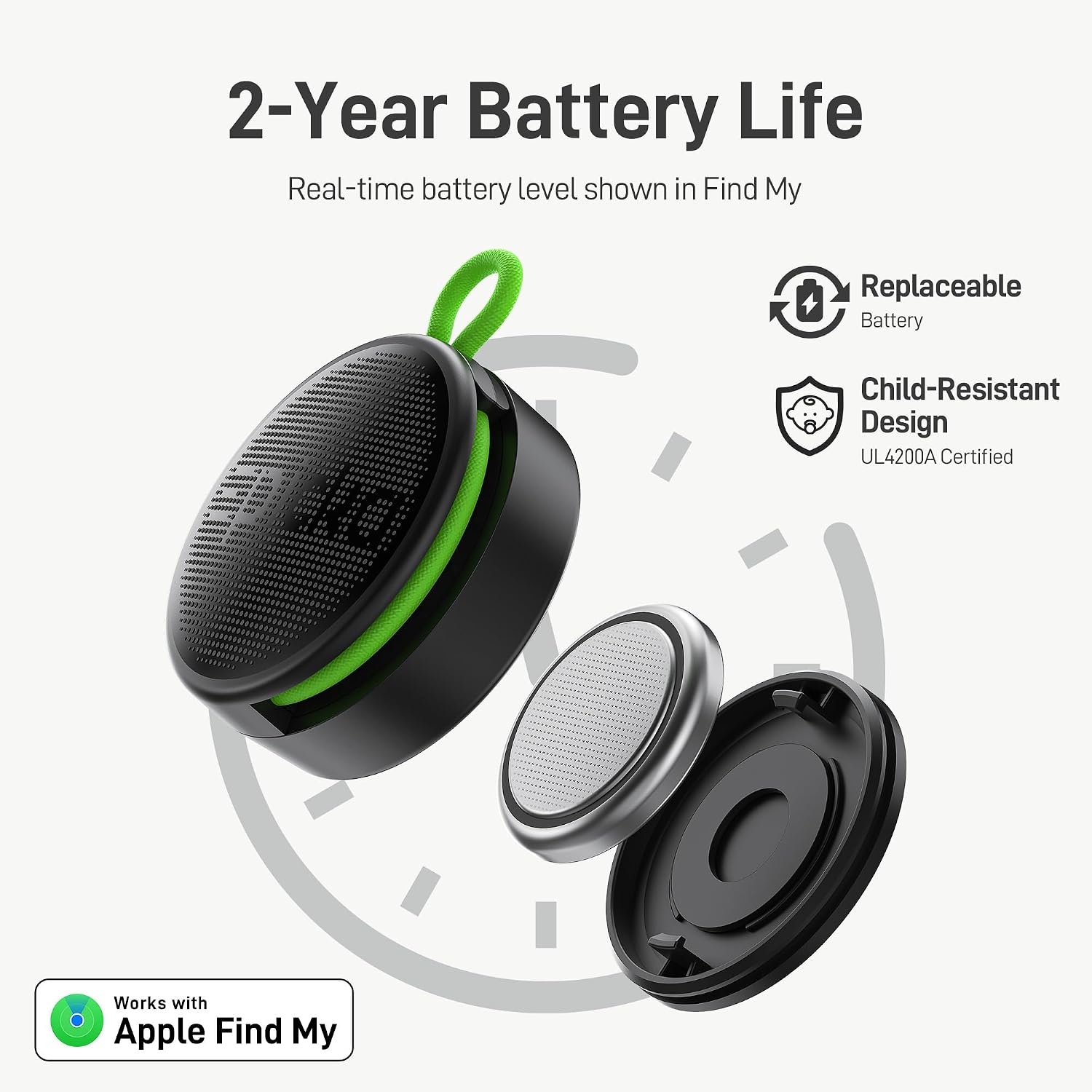 image:imageEpicka Tracker Tags with Adjustable Strap 2Year Battery 2 Pack Black  Works with Apple Find My iOS Only IP67 Waterproof NFCEnabled Item Finder for Keys Luggage Bikes and PetsBlack